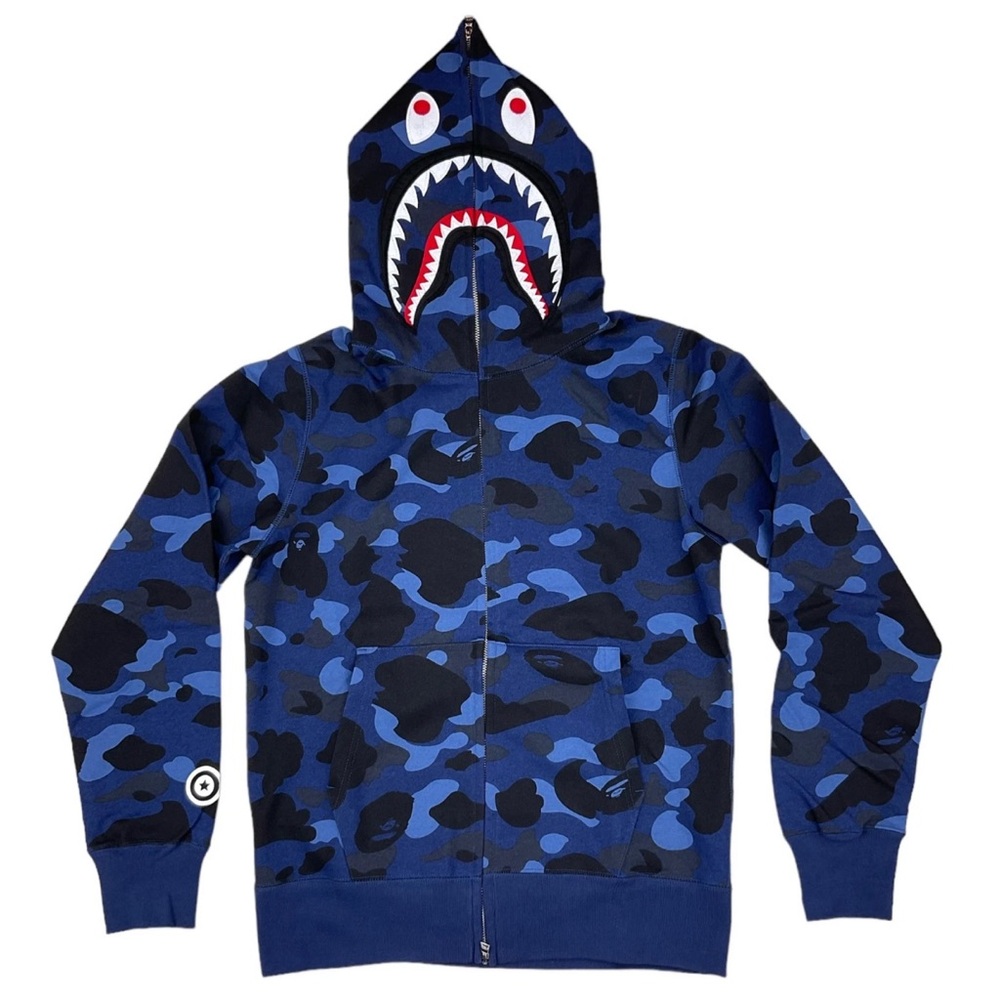 BAPE Color Camo Shark WGM Full Zip Hoodie Blue | A Bathing Ape